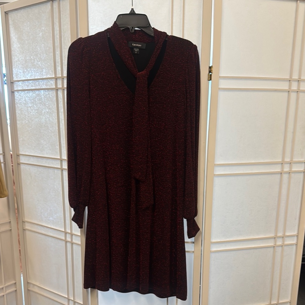 Lauren Ralph Lauren Red Ribbed Mock Neck Dress